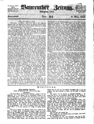 Bayreuther Zeitung Samstag 2. März 1861