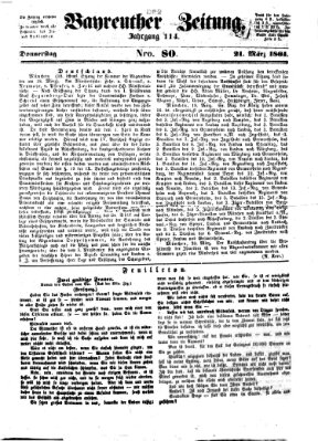 Bayreuther Zeitung Donnerstag 21. März 1861