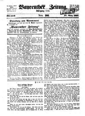 Bayreuther Zeitung Mittwoch 27. März 1861