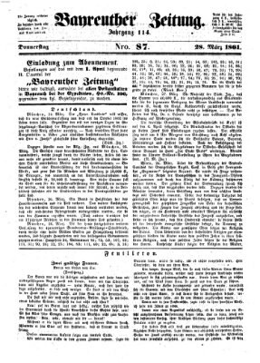 Bayreuther Zeitung Donnerstag 28. März 1861