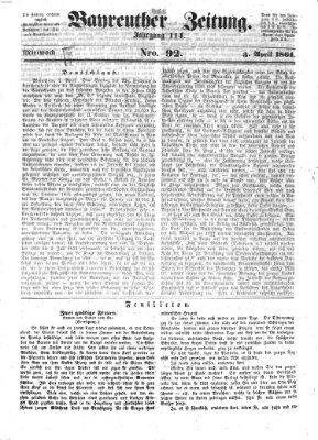 Bayreuther Zeitung Mittwoch 3. April 1861