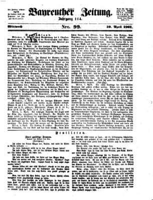 Bayreuther Zeitung Mittwoch 10. April 1861