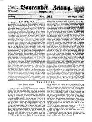 Bayreuther Zeitung Freitag 12. April 1861