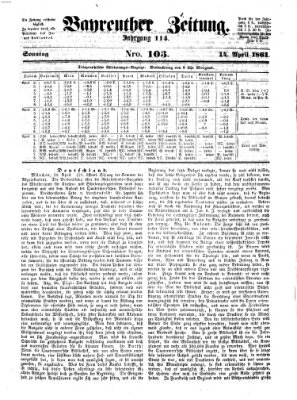 Bayreuther Zeitung Sonntag 14. April 1861