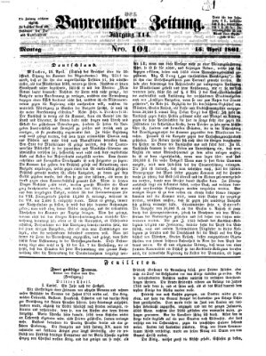 Bayreuther Zeitung Montag 15. April 1861