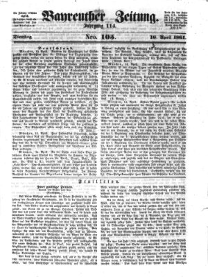 Bayreuther Zeitung Dienstag 16. April 1861