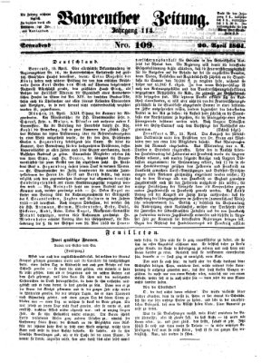 Bayreuther Zeitung Samstag 20. April 1861