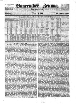 Bayreuther Zeitung Sonntag 21. April 1861