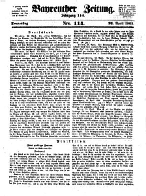 Bayreuther Zeitung Donnerstag 25. April 1861