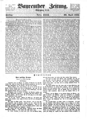 Bayreuther Zeitung Freitag 26. April 1861