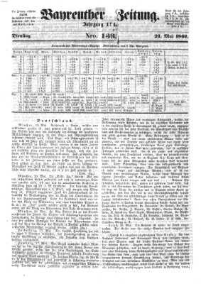 Bayreuther Zeitung Dienstag 21. Mai 1861