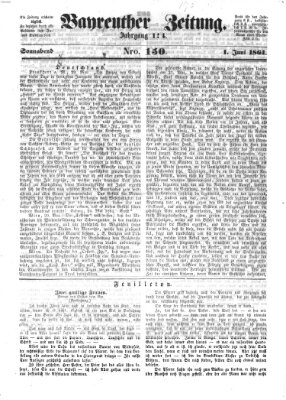 Bayreuther Zeitung Samstag 1. Juni 1861