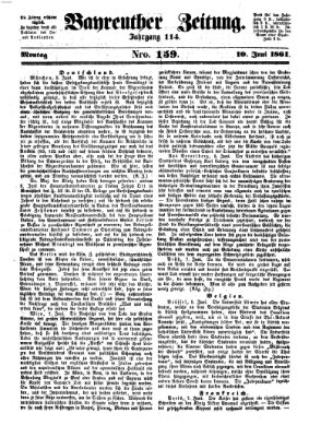 Bayreuther Zeitung Montag 10. Juni 1861