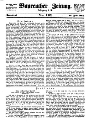 Bayreuther Zeitung Samstag 15. Juni 1861