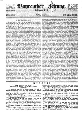 Bayreuther Zeitung Samstag 22. Juni 1861