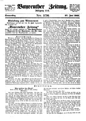 Bayreuther Zeitung Donnerstag 27. Juni 1861