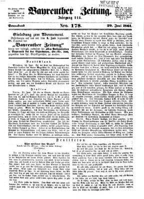 Bayreuther Zeitung Samstag 29. Juni 1861