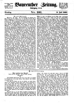 Bayreuther Zeitung Dienstag 2. Juli 1861