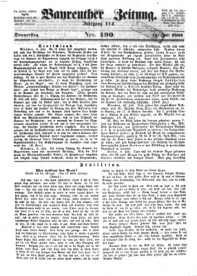 Bayreuther Zeitung Donnerstag 11. Juli 1861