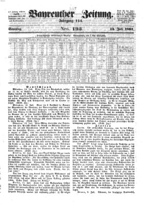 Bayreuther Zeitung Sonntag 14. Juli 1861