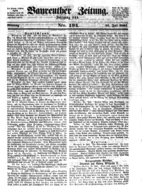 Bayreuther Zeitung Montag 15. Juli 1861