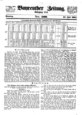 Bayreuther Zeitung Sonntag 21. Juli 1861