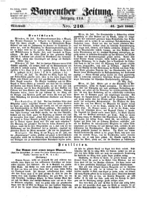 Bayreuther Zeitung Mittwoch 31. Juli 1861