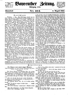 Bayreuther Zeitung Samstag 3. August 1861