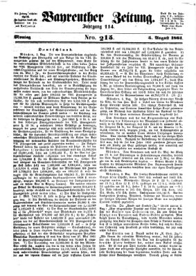 Bayreuther Zeitung Montag 5. August 1861