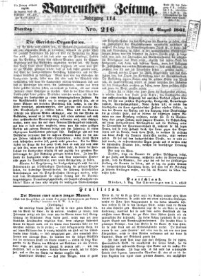 Bayreuther Zeitung Dienstag 6. August 1861