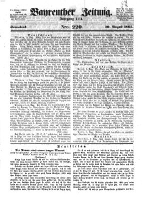 Bayreuther Zeitung Samstag 10. August 1861