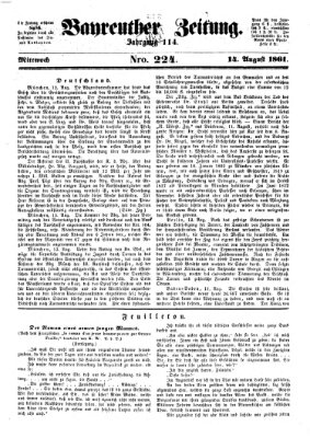 Bayreuther Zeitung Mittwoch 14. August 1861