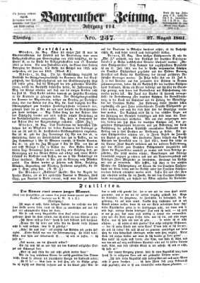 Bayreuther Zeitung Dienstag 27. August 1861