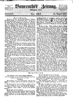 Bayreuther Zeitung Samstag 31. August 1861