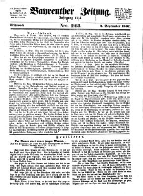 Bayreuther Zeitung Mittwoch 4. September 1861