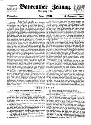 Bayreuther Zeitung Donnerstag 5. September 1861