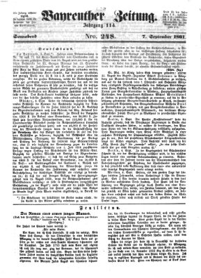 Bayreuther Zeitung Samstag 7. September 1861