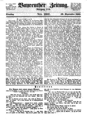 Bayreuther Zeitung Dienstag 10. September 1861