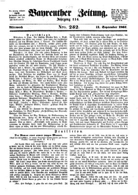 Bayreuther Zeitung Mittwoch 11. September 1861