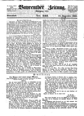 Bayreuther Zeitung Samstag 14. September 1861