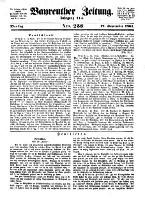 Bayreuther Zeitung Dienstag 17. September 1861