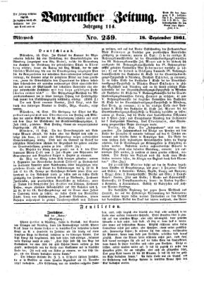 Bayreuther Zeitung Mittwoch 18. September 1861