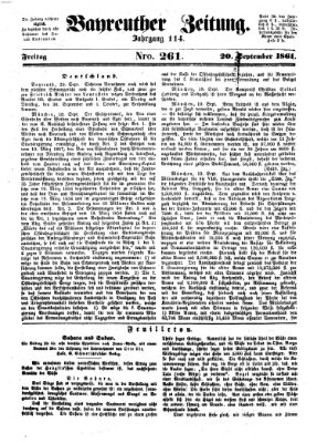 Bayreuther Zeitung Freitag 20. September 1861