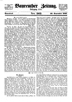 Bayreuther Zeitung Samstag 21. September 1861