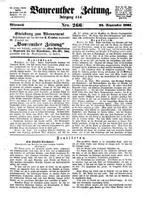 Bayreuther Zeitung Mittwoch 25. September 1861