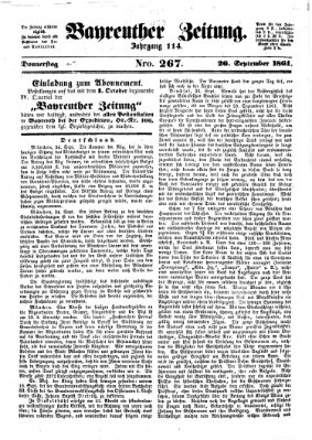 Bayreuther Zeitung Donnerstag 26. September 1861