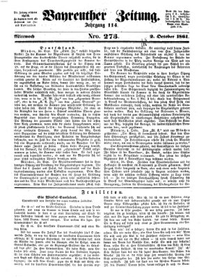 Bayreuther Zeitung Mittwoch 2. Oktober 1861