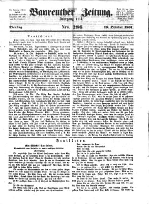 Bayreuther Zeitung Dienstag 15. Oktober 1861