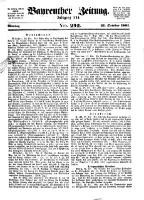 Bayreuther Zeitung Montag 21. Oktober 1861