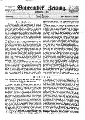 Bayreuther Zeitung Dienstag 29. Oktober 1861